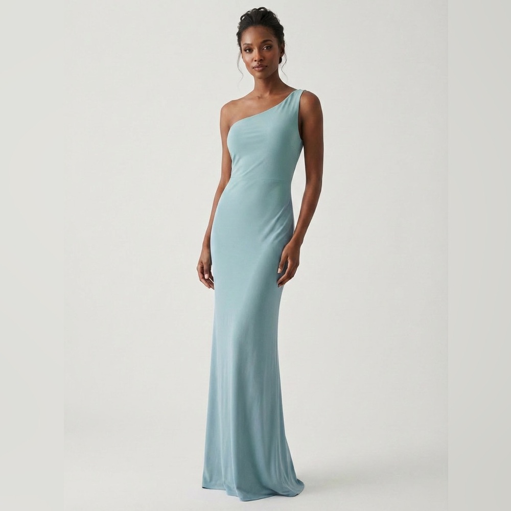 Windsor Seafoam One-Shoulder Draped Maxi - XS
